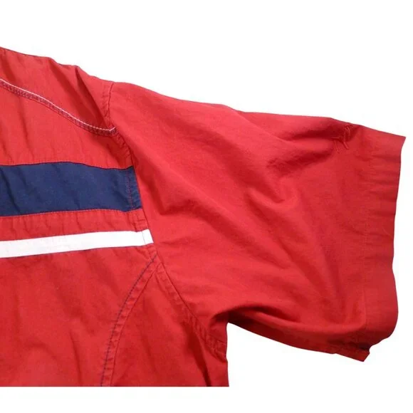 Coogi Red & Navy Vintage Racing 1969 Emblem Short Sleeve Button Shirt Xxl - Picture 10 of 16